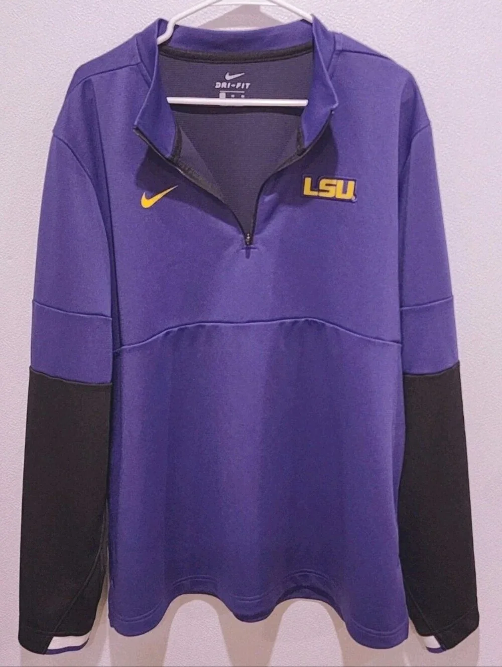 LSU Nike 1/4 Zip Pullover Shirt Men's Size XL Long Sleeve On Field